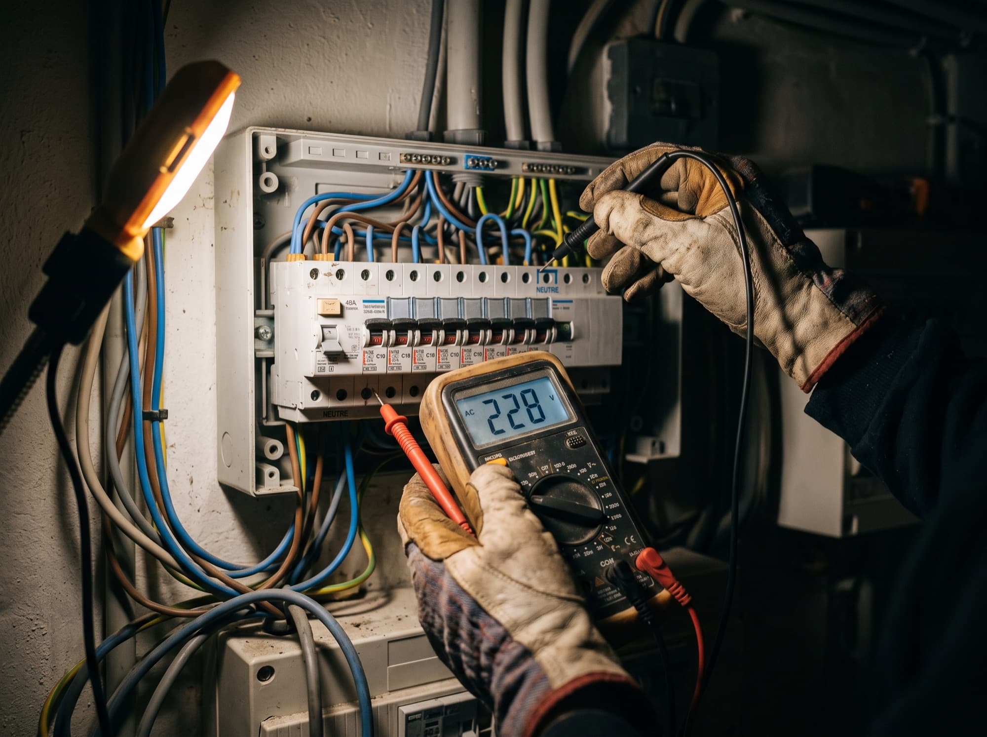 Diagnostic d'une installation électrique, contrôle d'un tableau avec un multimètre